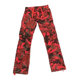 Jordan Craig Cargo Pants Mens 32x32 Red Camo Straight Leg Streetwear Twill